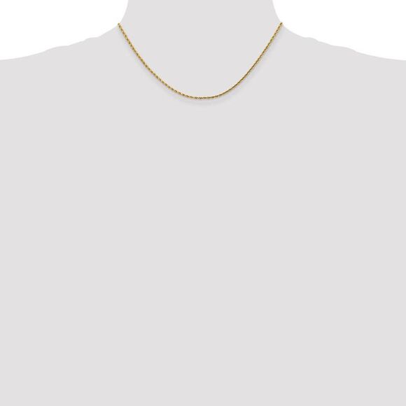 1.75mm, 14k Yellow Gold Solid Diamond Cut Rope Chain Necklace, 16 Inch - Picture 2 of 8